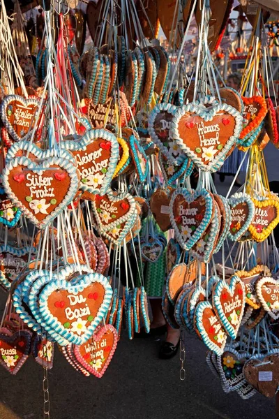 Gingerbread Hearts Oktoberfest Munich Bavaria Germany Europe — 图库照片