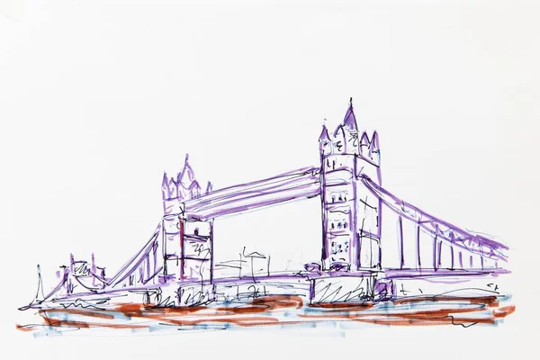 Тауэрский Мост Лондон Англия Великобритания Рисунок Озил Крифтель — стоковое фото