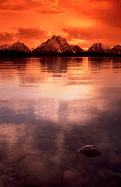 Jackson Lake Dusk Teton Range Grand Teton National Park Wyoming — стоковое фото