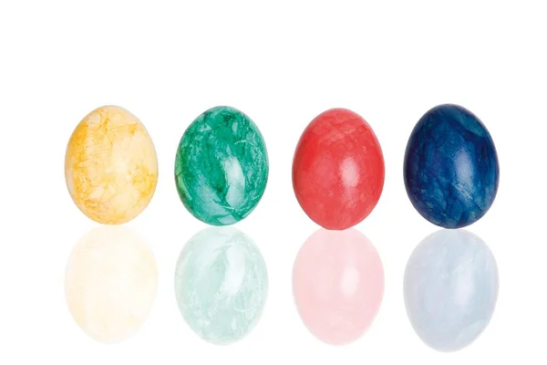 Coloured Easter Eggs White Background Close View — 图库照片