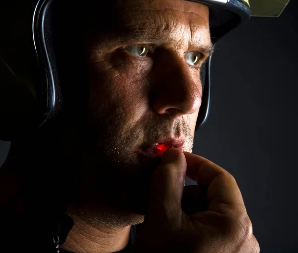 Portait Man Helmet — Foto Stock