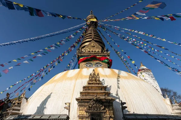 Swayambhunath Stupa Prayer Flags Kathmandu Unesco World Heritage Site Nepal — Photo