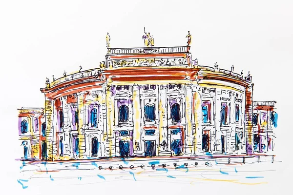 Burgtheater Court Theatre Vienna Austria Drawing Gerhard Kraus Kriftel Europe — Fotografia de Stock