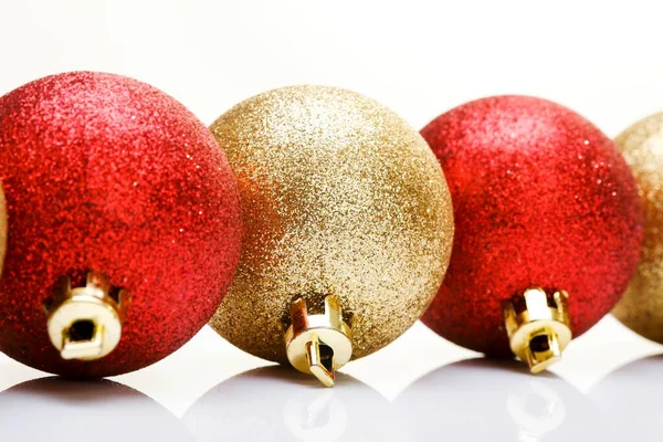 Christmas Baubles White Background Close View — Stock fotografie