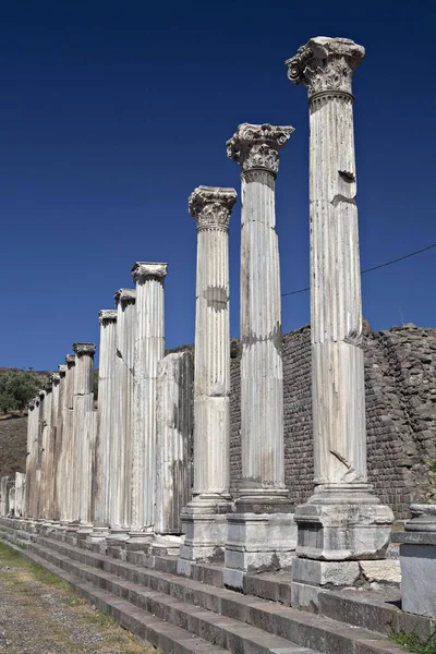 Kolommen Van Pergamon Ruïnes Bergama Izmir Turkije Azië — Stockfoto