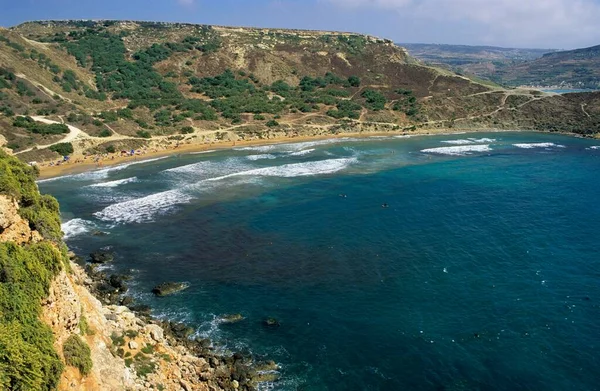 Beach Ghajn Tuffieha Bay Malta Island — Fotografia de Stock
