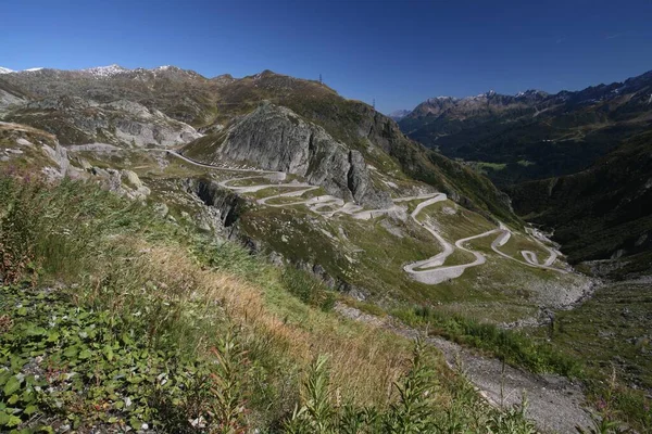 Old Gotthard Pass Road Tremola Winding Leventina Valley Airolo Ticino — Zdjęcie stockowe