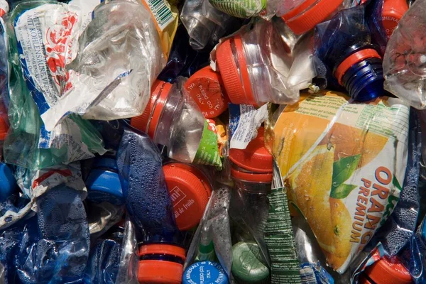 Plastic Bottles Compressed Large Bale Ready Recycling — Stock Photo, Image
