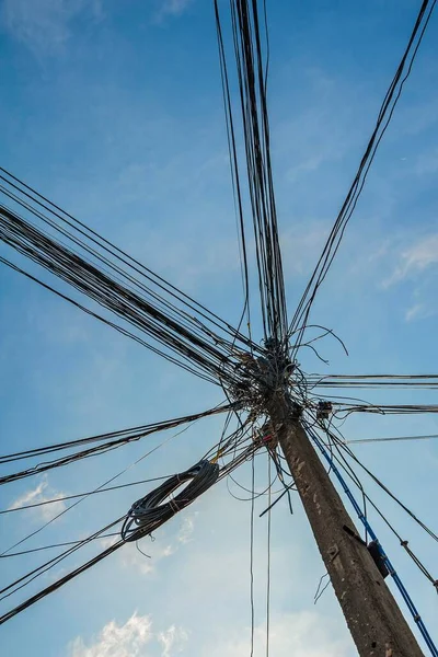 Chaotic Power Cabling Phuket Thailand Asia — Foto de Stock