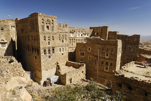 Decorated Stone Houses Old Town Thula Yemen Asia — 图库照片