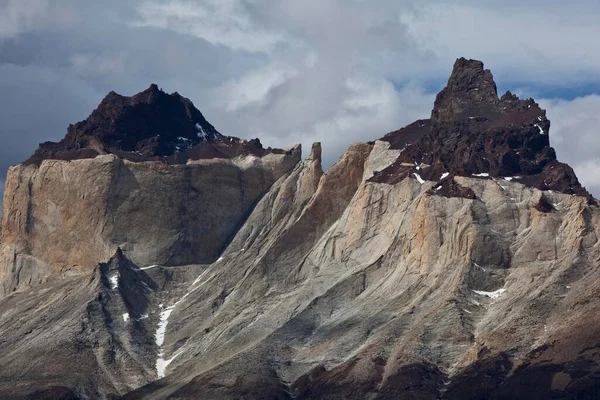 Dark Peaks Cuernos Del Paine Granite Mountains Torres Del Paine — Foto de Stock