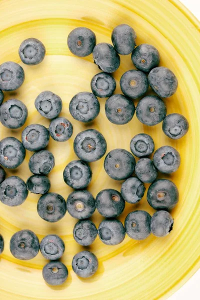 Blueberries Yellow Plate — Stock Photo, Image