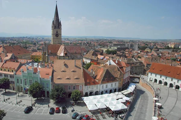 View Old Town Hall Tower Old Town Sibiu Right Famous — Foto de Stock