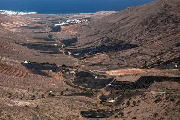 Mirador Haria Dan Valle Temisa Tarlalar Tarım Tabayesce Arrieta Köyleri — Stok fotoğraf