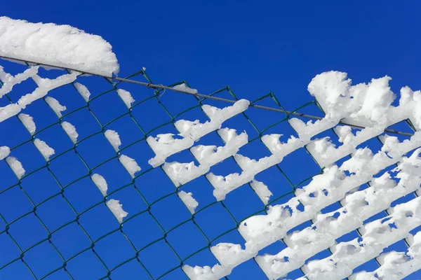 Detail Chain Link Fence Covered Hoarfrost —  Fotos de Stock