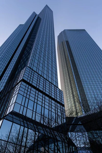 Torres Gemelas Del Deutsche Bank Financial District Westend Frankfurt Main — Foto de Stock