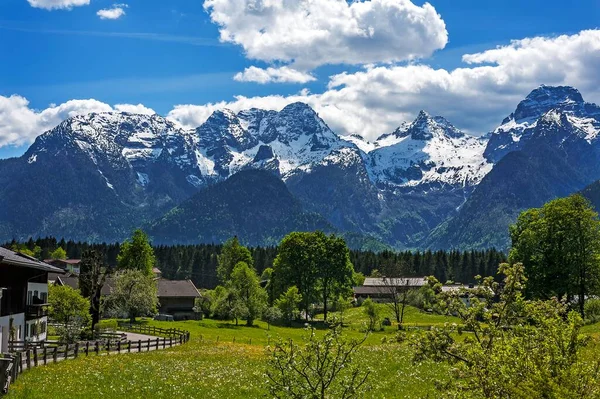 Uitzicht Loferer Steinberge Het Voorjaar Bij Lofer Deelstaat Salzburg Oostenrijk — Stockfoto