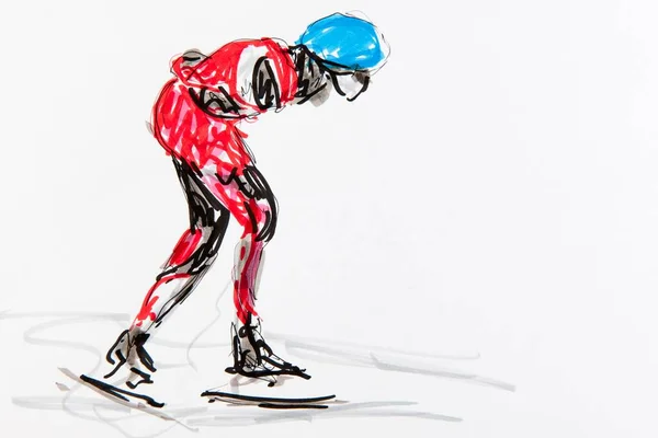 Drawing Speed Skating Artist Gerhard Kraus Kriftel — стоковое фото