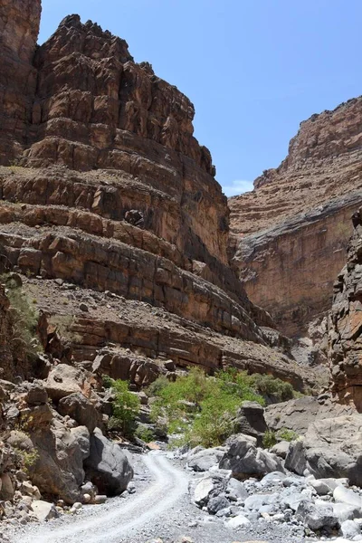 Jebel Shams Canyon Hadjar Gebirge Hadschar Gebirge Tiwi Oman Asia — Stock Photo, Image
