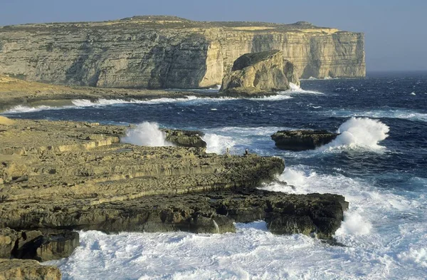 Rocky Coast Dwejra Bay Gozo Island Malta Europe — Zdjęcie stockowe