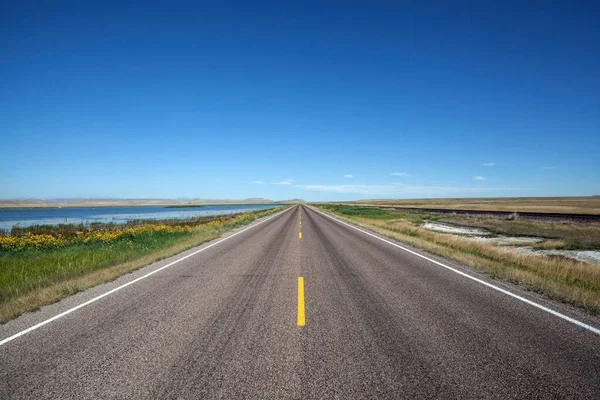 Empty Straight Road Browning Montana Usa North America — Stock Photo, Image