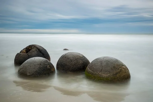 Moeraki Boulders Praia Pedras Redondas Moeraki Otago Southland Nova Zelândia — Fotografia de Stock