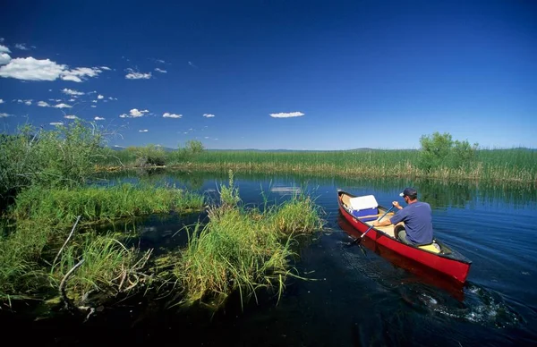 Canoe Upper Klamath Lake Oregon Usa North America — Stock Photo, Image