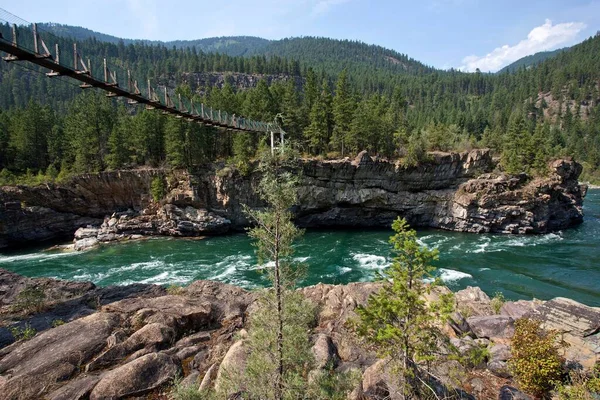 Suspension Bridge Kootenay River Libby Montana Province Usa North America — Stockfoto