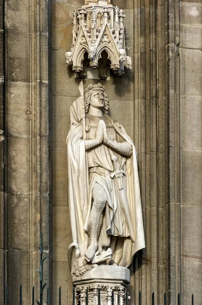 Heiligenfigur George Dragon Slayer Facciata Sud Cattedrale Colonia Colonia Renania — Foto Stock