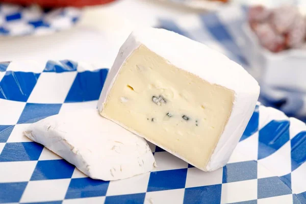 White Mould Cheese Camembert Bavarian Plate — Φωτογραφία Αρχείου