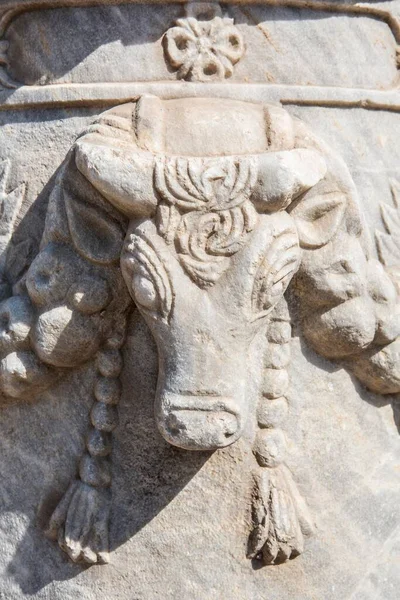 Bull Relief Column Head Knidos Datca Mugla Turkey Asia — Zdjęcie stockowe