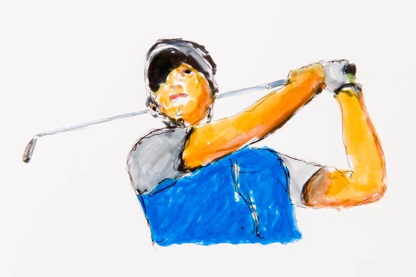 Female Golfer Tee Drawing Artist Gerhard Kraus Kriftel Illustration —  Fotos de Stock