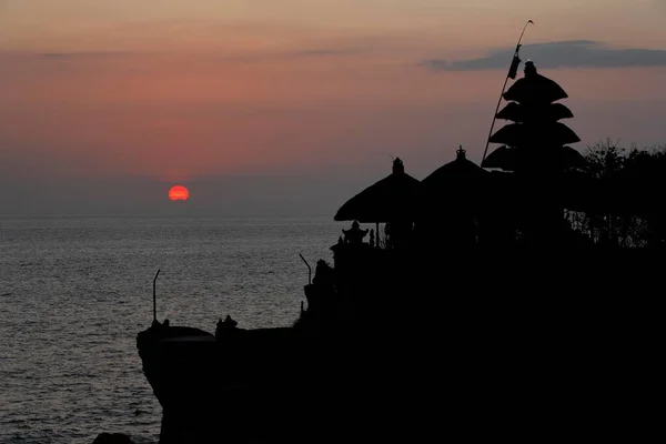 Sunset Temple Pura Tanah Lot Bali Indonesia Asia — Fotografia de Stock
