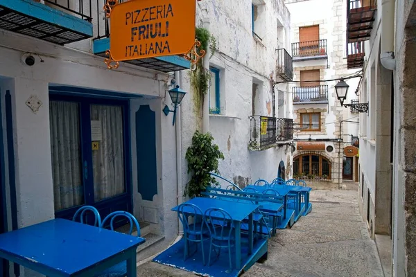 Pizzeria Włoska Stare Miasto Peniscola Costa Azahar Hiszpania Europa — Zdjęcie stockowe