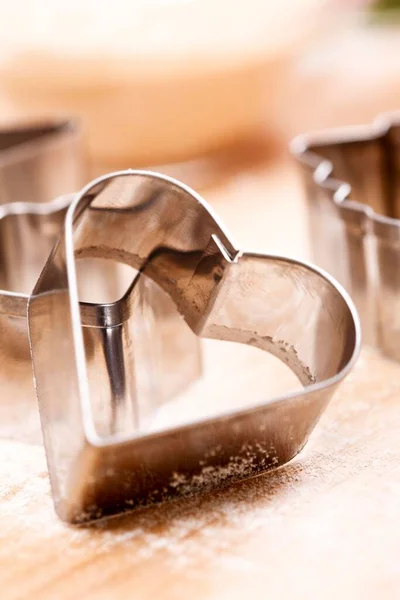 Baking Cookies Heart Shaped Cookie Cutter — Stock fotografie