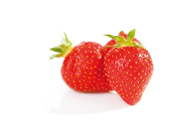 Strawberries White Background Close View — Foto de Stock