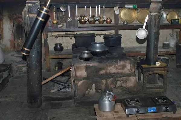 Old Historic Kitchen Buddhist Monastery Rizong Ladakh Jammu Kashmir India — Zdjęcie stockowe