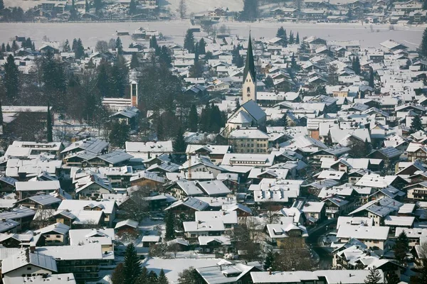 Városkép Télen Oberstdorf Allgu Alpok Allgu Bajorország Németország Európa — Stock Fotó