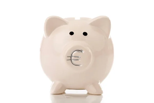Piggy Bank Euro Sign Its Snout — Foto de Stock