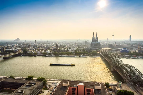 Cityscape Hohenzollern Bridge Cathedral Cologne Germany Europe — Stockfoto
