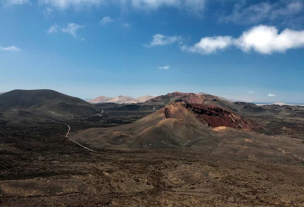 View Caldera Blanca Volcano Volcanic Landscape Timanfaya National Park Fire — Stock Photo, Image