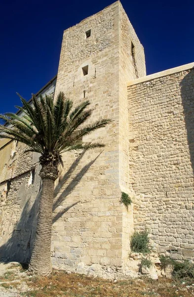 City Wall Tower Historic Center Eivissa Dalt Vila Ibiza Spain — Stock Fotó