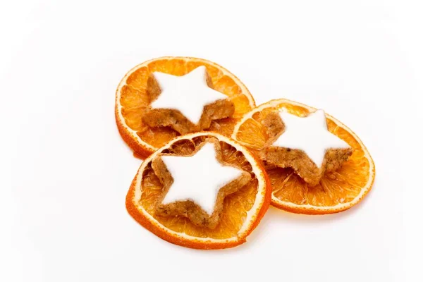 Dried Slices Orange Star Shaped Cinnamon Cookies — Stock Photo, Image