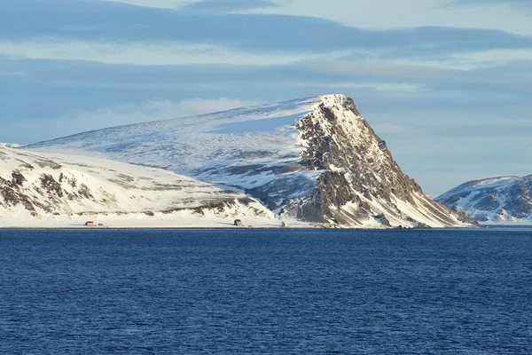 Norwegian Sea Island Coast Buildings Magerya Island Finnmark County Norway — Stock Fotó