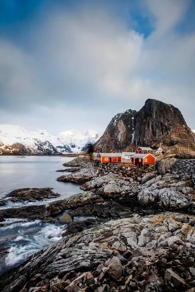 Fishermen Houses Rorbu Moskenesoya Reine Hamnoy Hamnoy Lofoten Norway Europe — Foto Stock