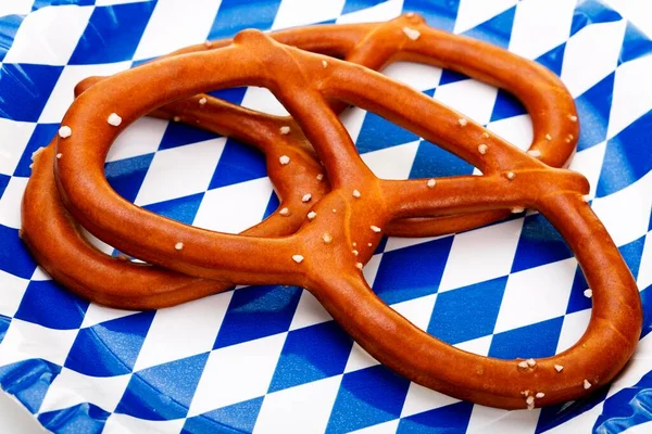 Bavarian Salted Pretzels Close View — Stockfoto