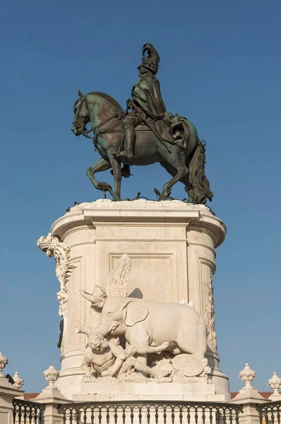 Statue King Jos Machado Castro Praa Comrcio Lisbon Portugal Europe — Foto de Stock