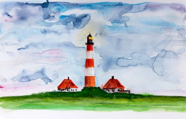 Lighthouse Westerheversand North Sea North Frisia Schleswig Holstein Northern Germany — Stock fotografie