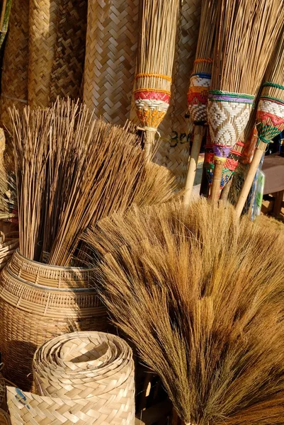 Different Brooms Market Kathar Myanmar Asia — Φωτογραφία Αρχείου