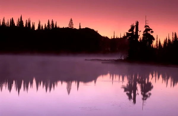 Dawn Reflection Lake Национальный Парк Rainier Вашингтон Сша Северная Америка — стоковое фото